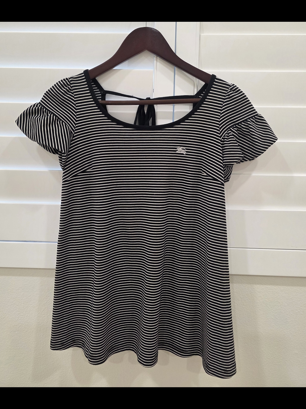Striped Scoop Neck Tee with Tie Back